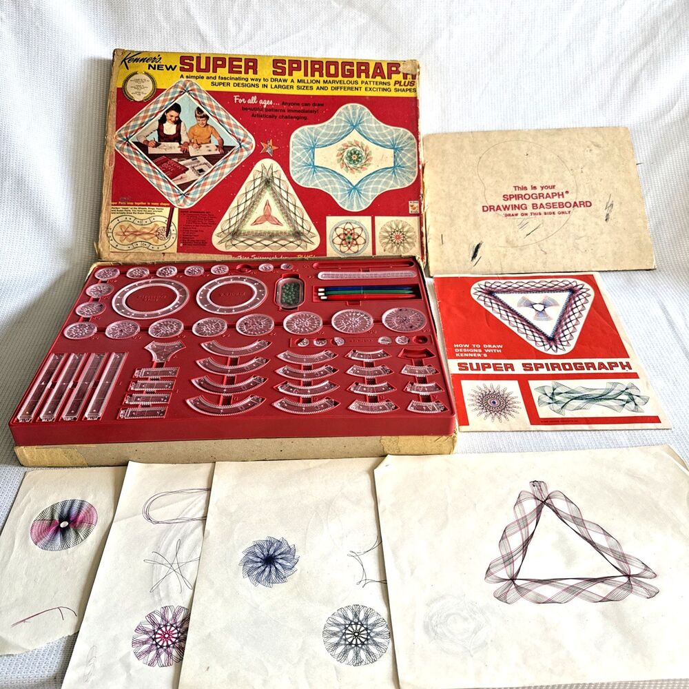 Vintage 1969 Kenner's Super Spirograph Plus #2400 plus Design Book